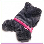 Limargy Шубка-комбинезон "Бант" серый