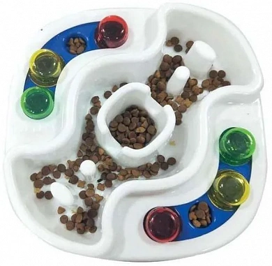 M-Pets  Tasty Nolena Миска Интерактивная для корма , пластик, белая, 31х31х6 см, 500 мл
