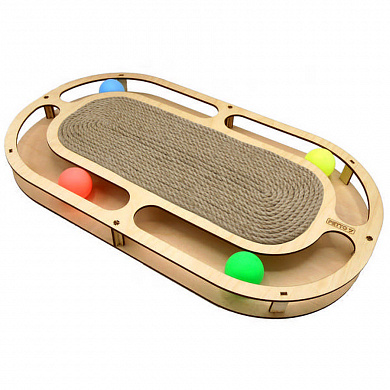 sh-07335 Когтеточка кошка Игровой комплекс Стадион с шариками c когтеточкой из каната