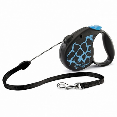 Рулетка FLEXI Safari Giraffe трос M, 5 м, 20кг, голубой принт
