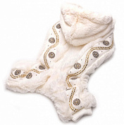 Limargy Шубка меховая "Дорожка из страз" молочная